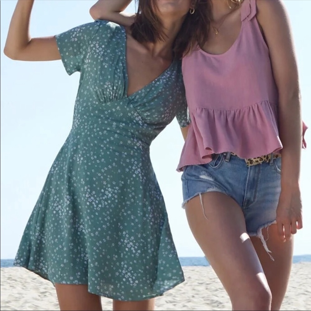 sage green floral dress